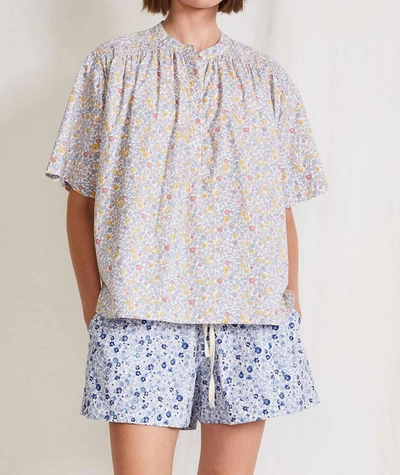 Apiece Apart Shirred Mission Top In Sweet Multi In Grey