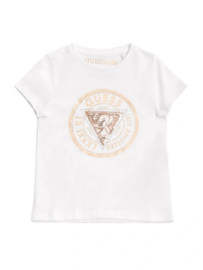 Guess Factory Kids' Cheska Embellished Logo Tee (7-14) In White