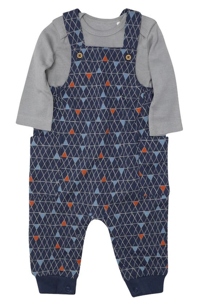 Oliver & Rain Babies' Longhorn Organic Cotton Bodysuit & Overalls Set In Navy