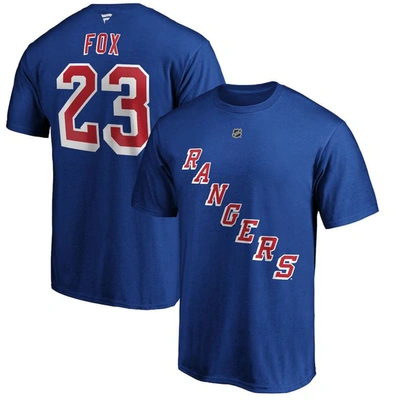 Fanatics Branded Adam Fox Blue New York Rangers Authentic Stack Name & Number T-shirt