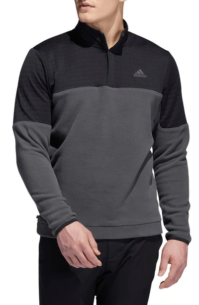 Adidas Golf Water Repellent Quarter Zip Golf Pullover In Black/ Grey Six