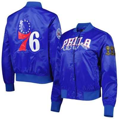 Pro Standard Royal Philadelphia 76ers Classics Satin Full-snap Jacket