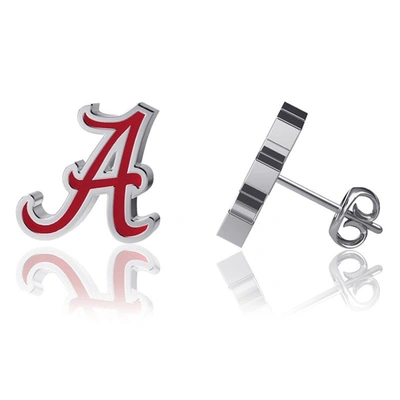 Dayna Designs Alabama Crimson Tide Enamel Post Earrings In Silver