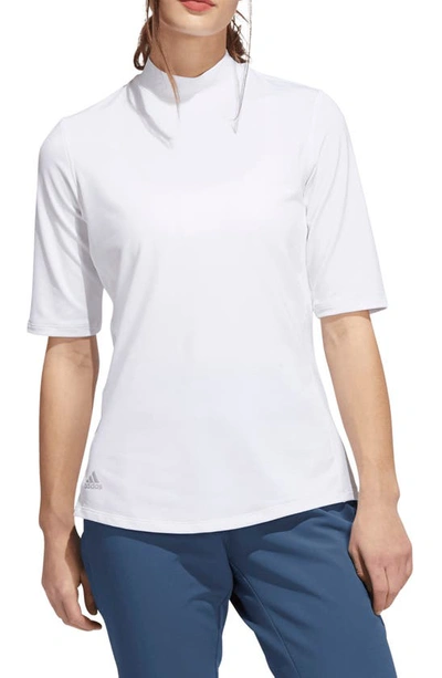 Adidas Golf Essentials Mock Neck Golf Shirt In White