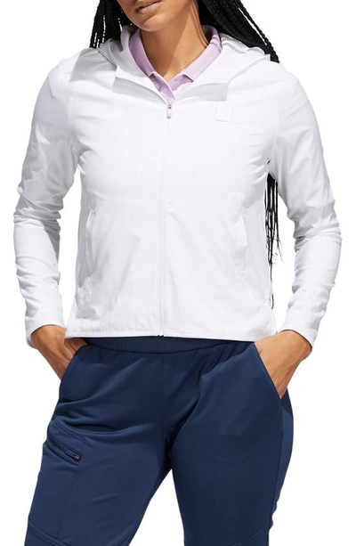 Adidas Golf Go-to Wind.rdy Hooded Pullover In White