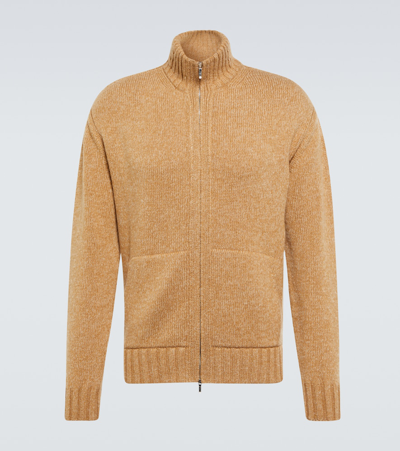 Loro Piana Men's Cashmere Knit Full-zip Bomber Sweater In Neutrals