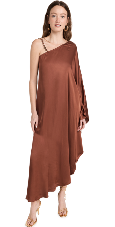 L Agence Kerry Kaftan Chain-strap Midi Dress In Hickory