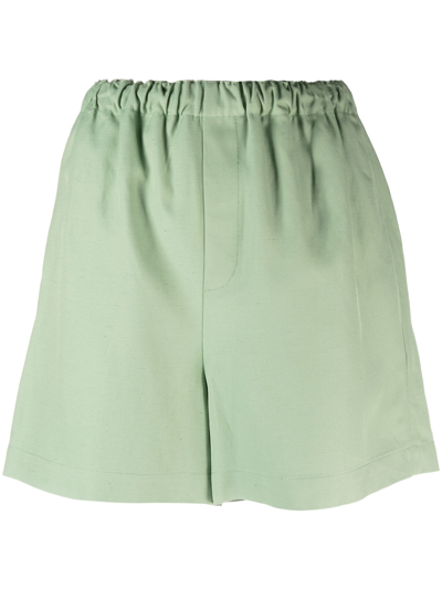 Loulou Studio Linen Pull-on Shorts In Green