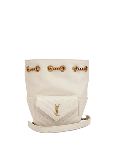 Saint Laurent Nano Quilted Leather Bucket Bag In Crema Soft