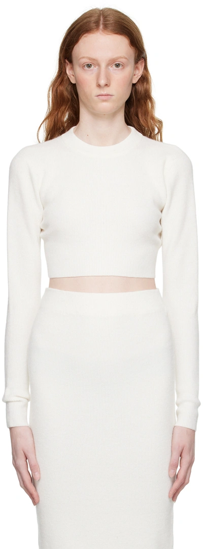 Hugo Cropped Sweater With Wool And Alpaca In White