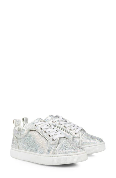 Christian Louboutin Kids' Funnyto Glitter Sneakers In White Abbianco