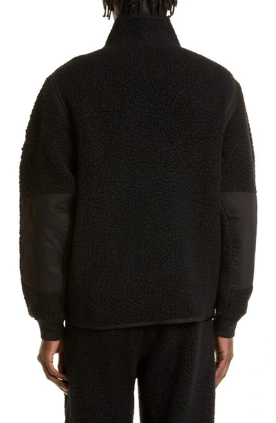 Stone Island Track Top Wool Blend Fleece Zip-up Sweatshirt In Black
