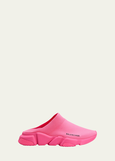 Balenciaga Speed Knit Sneaker Mules In Fluo Pink