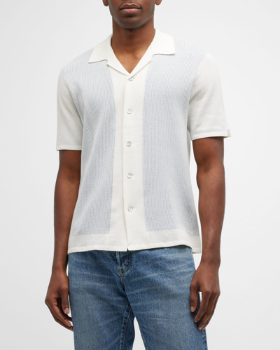 Rag & Bone Harvey Oversize Sweater Knit Short Sleeve Button-up Shirt In Ivory