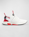 Tom Ford Men's Mesh Leather Heel-strap Trainer Sneakers In White Red