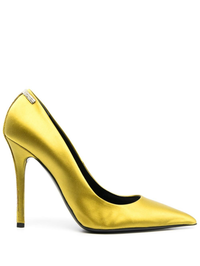 Tom Ford 105 Crystal Satin Pumps - Women's - Silk/calf Leather/viscose In Yellow