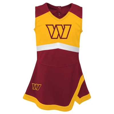 Outerstuff Kids' Girls Toddler Burgundy/gold Washington Commanders Cheer Captain Jumper Dress