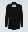 Jil Sander Collarless Wool Jacket In Black