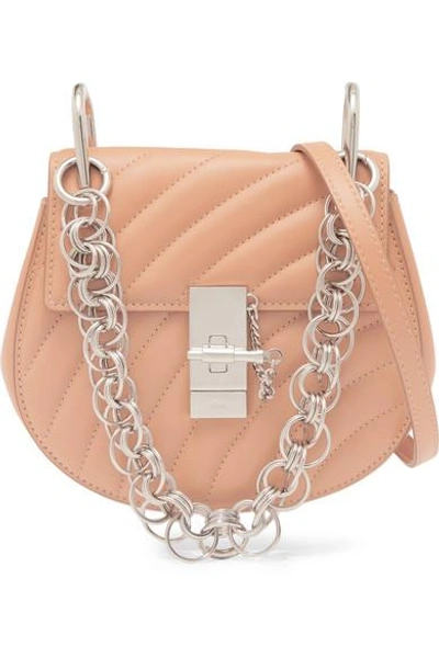 Chloé Drew Bijou Quilted Leather Shoulder Bag In Peach