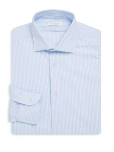Boglioli Slim-fit Stripe Cotton Dress Shirt In Blue