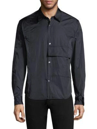 Solid Homme Front Pocket Shirt In Navy