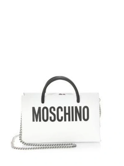 Moschino Mini Logo Shopper In Bianco