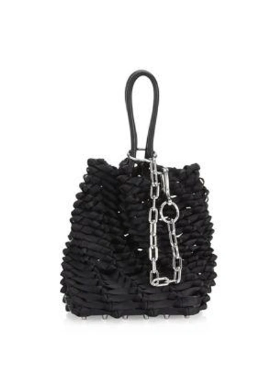 Alexander Wang Small Roxy Woven Leather Bucket Bag In Black