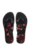 Havaianas Slim Flip Flop In Black/ Pink