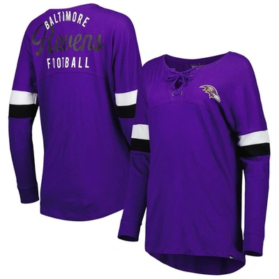 New Era Purple Baltimore Ravens Athletic Varsity Lace-up Long Sleeve T-shirt