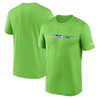 Nike Neon Green Seattle Seahawks Horizontal Lockup Legend Performance T-shirt