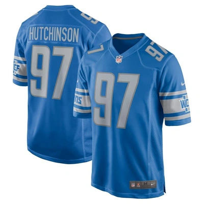 Nike Kids' Youth  Aidan Hutchinson Blue Detroit Lions 2022 Nfl Draft First Round Pick Game Jersey