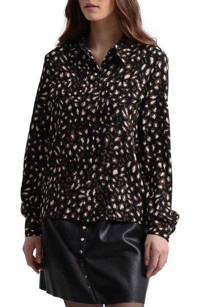 Molly Bracken Leopard Print Shirt In Black