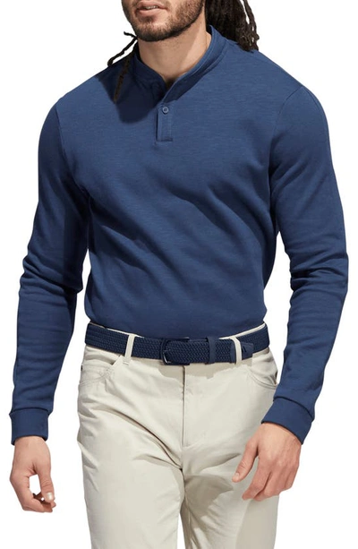 Adidas Golf Go-to Cotton Blend Long Sleeve Henley In Crew Navy
