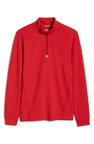 Cutter & Buck Traverse Regular Fit Quarter Zip Pullover In Red