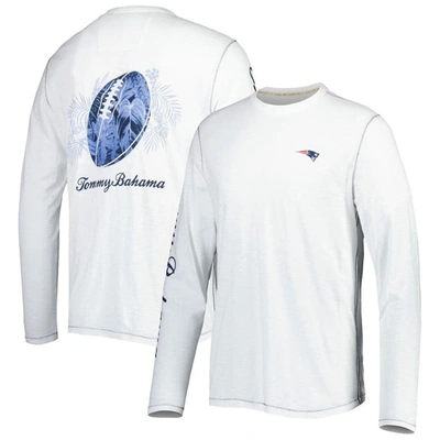 Tommy Bahama White New England Patriots Laces Out Billboard Long Sleeve T-shirt