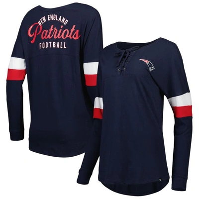 New Era Navy New England Patriots Athletic Varsity Lace-up Long Sleeve T-shirt