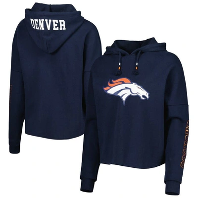 New Era Navy Denver Broncos Foil Sleeve Pullover Hoodie