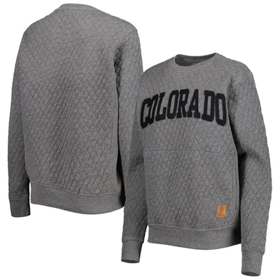 Pressbox Heather Charcoal Colorado Buffaloes Moose Quilted Pullover Sweatshirt In Heather Gray
