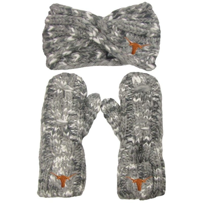 Zoozatz Texas Longhorns Logo Marled Headband And Mitten Set In Gray