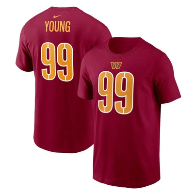 Nike Men's  Chase Young Burgundy Washington Commanders Player Name And Number T-shirt