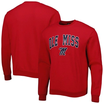 Colosseum Men's  Red Ole Miss Rebels Arch & Logo Pullover Sweatshirt