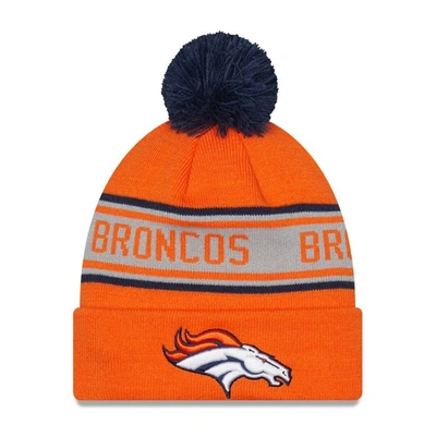 New Era Orange Denver Broncos  Repeat Cuffed Knit Hat With Pom