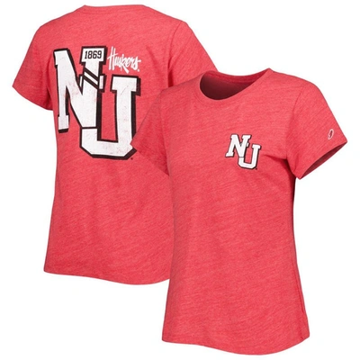 League Collegiate Wear Heather Scarlet Nebraska Huskers Intramural Classic 2-hit Tri-blend T-shirt