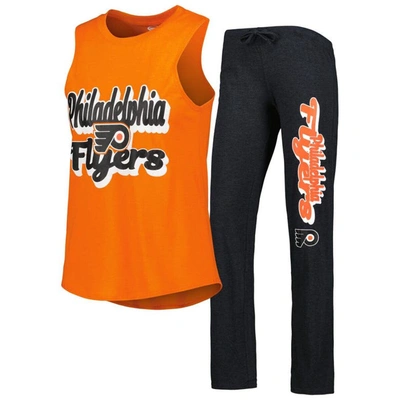 Concepts Sport Heather Orange/heather Black Philadelphia Flyers Meter Muscle Tank Top & Pants Sleep