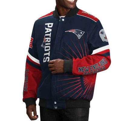 G-iii Sports By Carl Banks Navy New England Patriots Extreme Redzone Full-snap Varsity Jacket