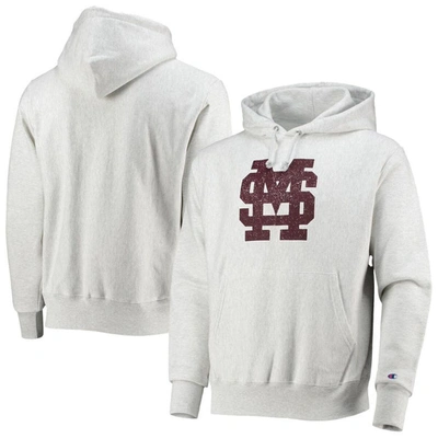 Champion Heathered Gray Mississippi State Bulldogs Team Vault Logo Reverse Weave Pullover Hoodie In Heather Gray
