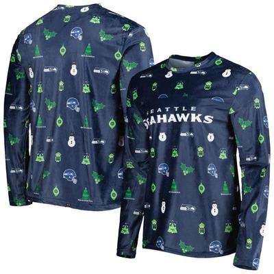 Foco College Navy Seattle Seahawks Ugly Sweater Long Sleeve T-shirt