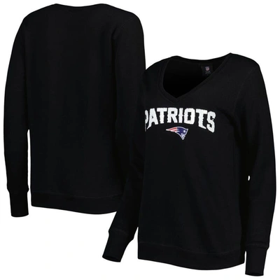 Cuce Black New England Patriots Sequin Logo V-neck Pullover Sweatshirt