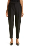 Totême Sewn Pleated Tapered-leg Ankle Trousers In Black