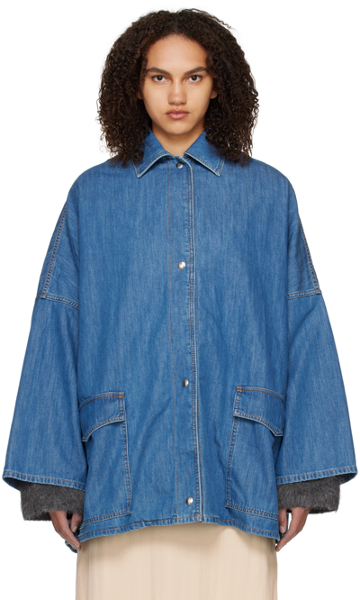 Totême Oversized Denim Shirt Jacket In Blue